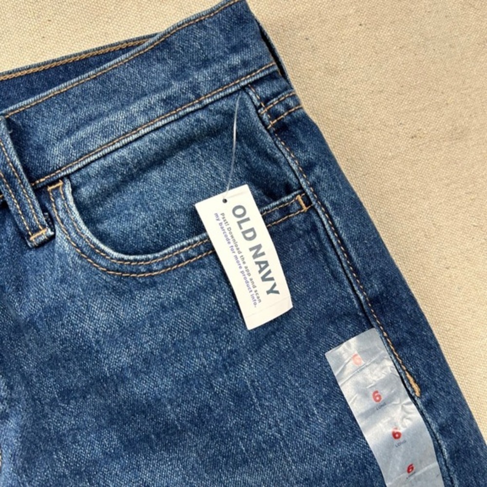 Old Navy Jeans Womens 6L Long Mid-Rise Wow Boyfriend Dark Denim Faded‎ - Picture 5 of 10